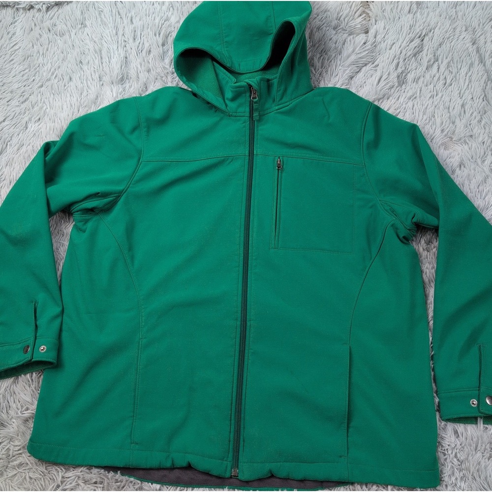 Duluth Trading Jacket Womens 2XL Green Gorpcore Hoodie Pockets Zip Up Stretch